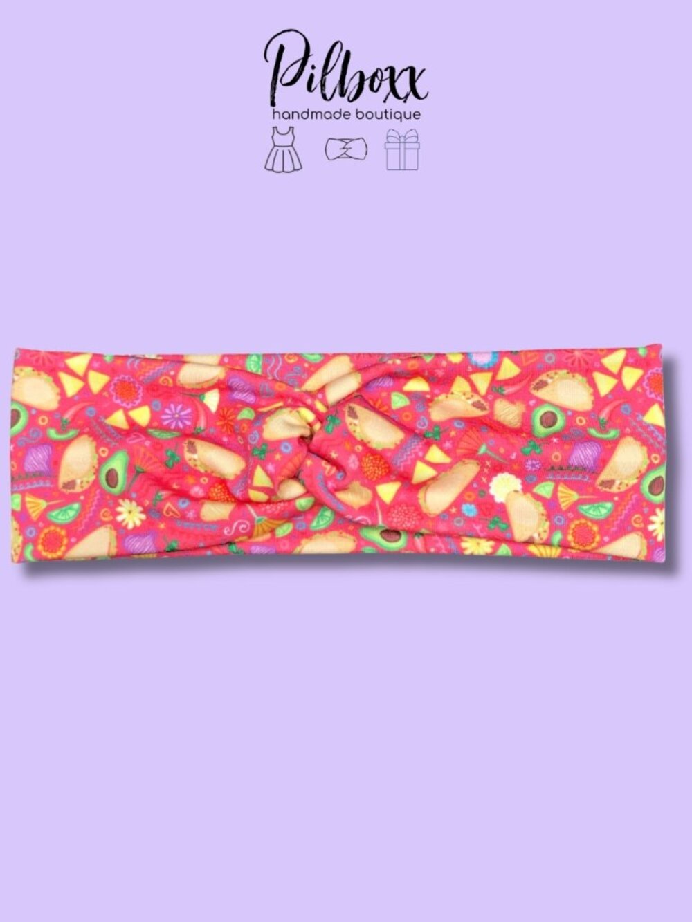 Neon Taco Print Stretchy Twist Headband for Women